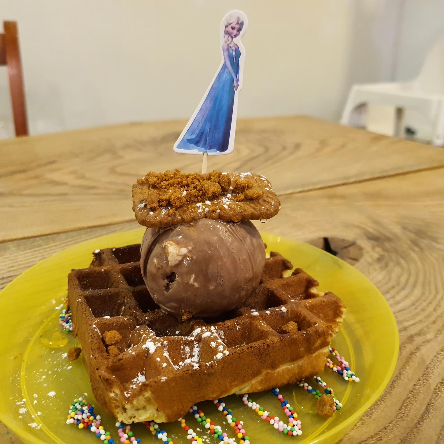 Kids Waffle with Nutella Smores Gelato