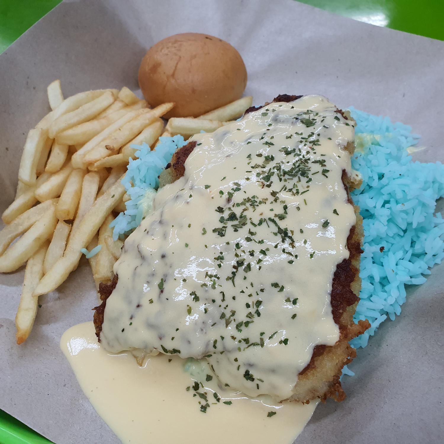 Grilled Fish & Cheese with Rice