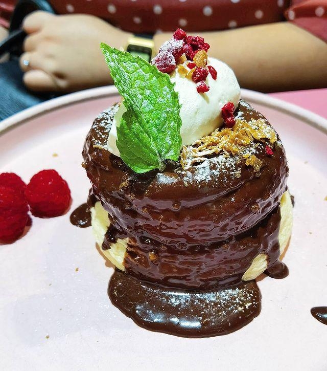 Salted Caramel and Hazelnut Souffle Pancake