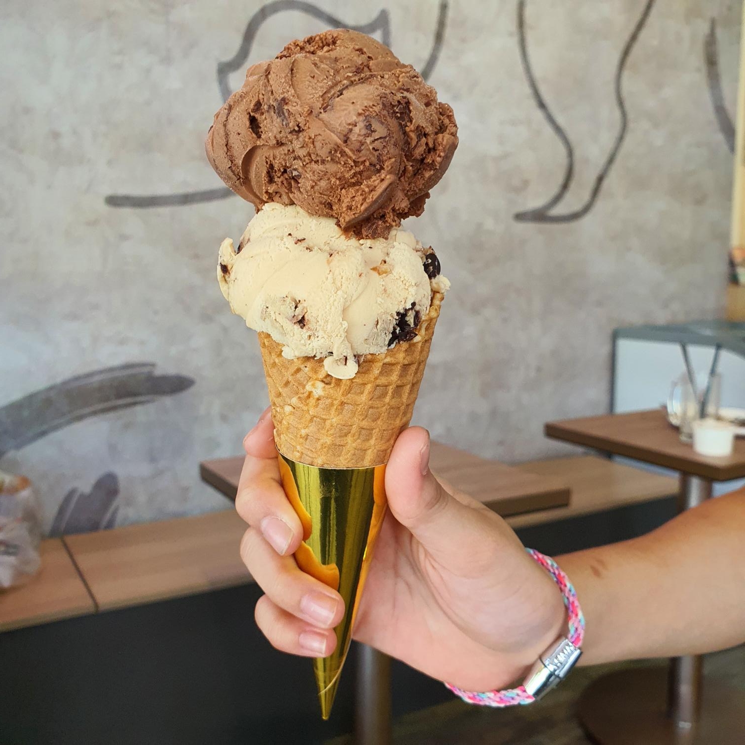 Hazelnut and Artisan Chocolate Double Scoop Ice Cream