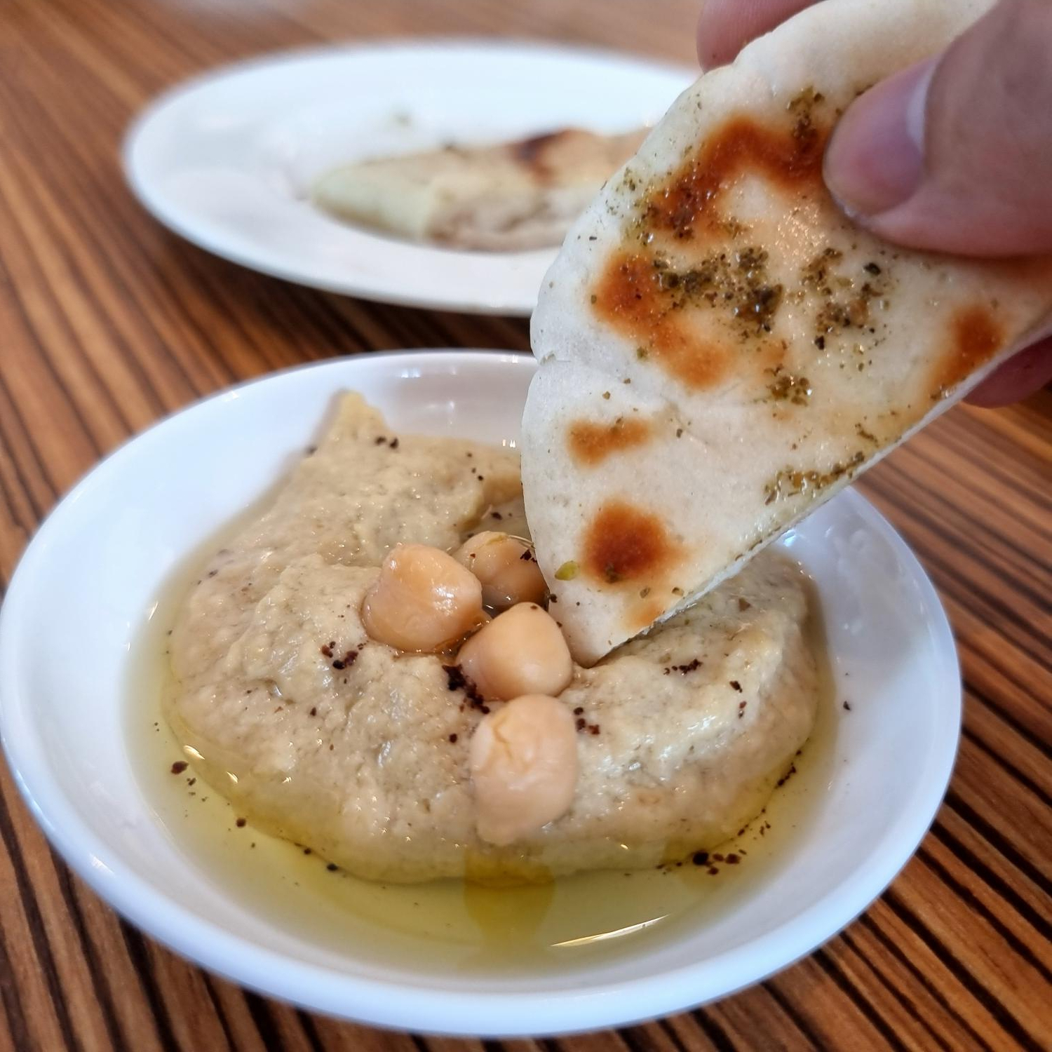 Grilled Flatbread with Flavoured Hummus