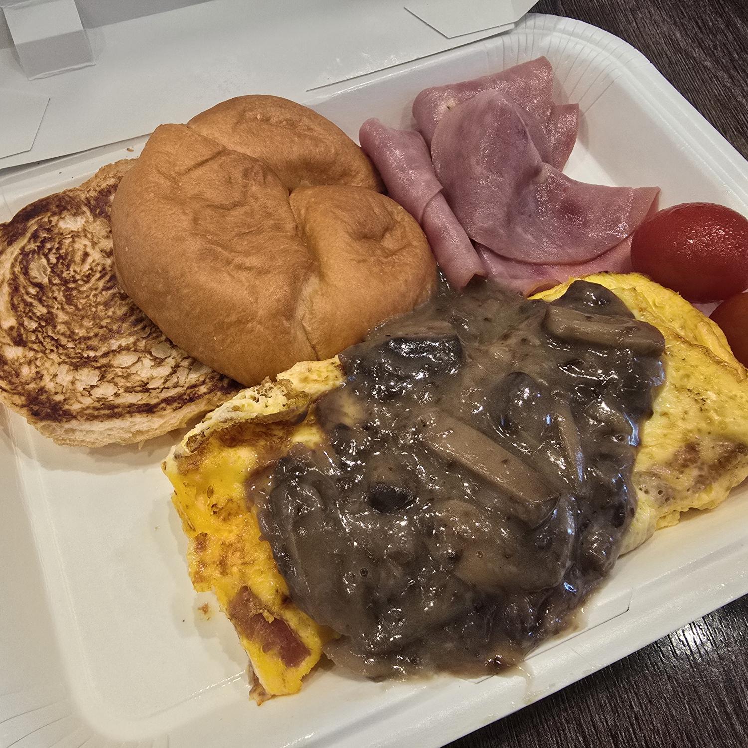 Mushroom Swiss Omelette Platter Meal