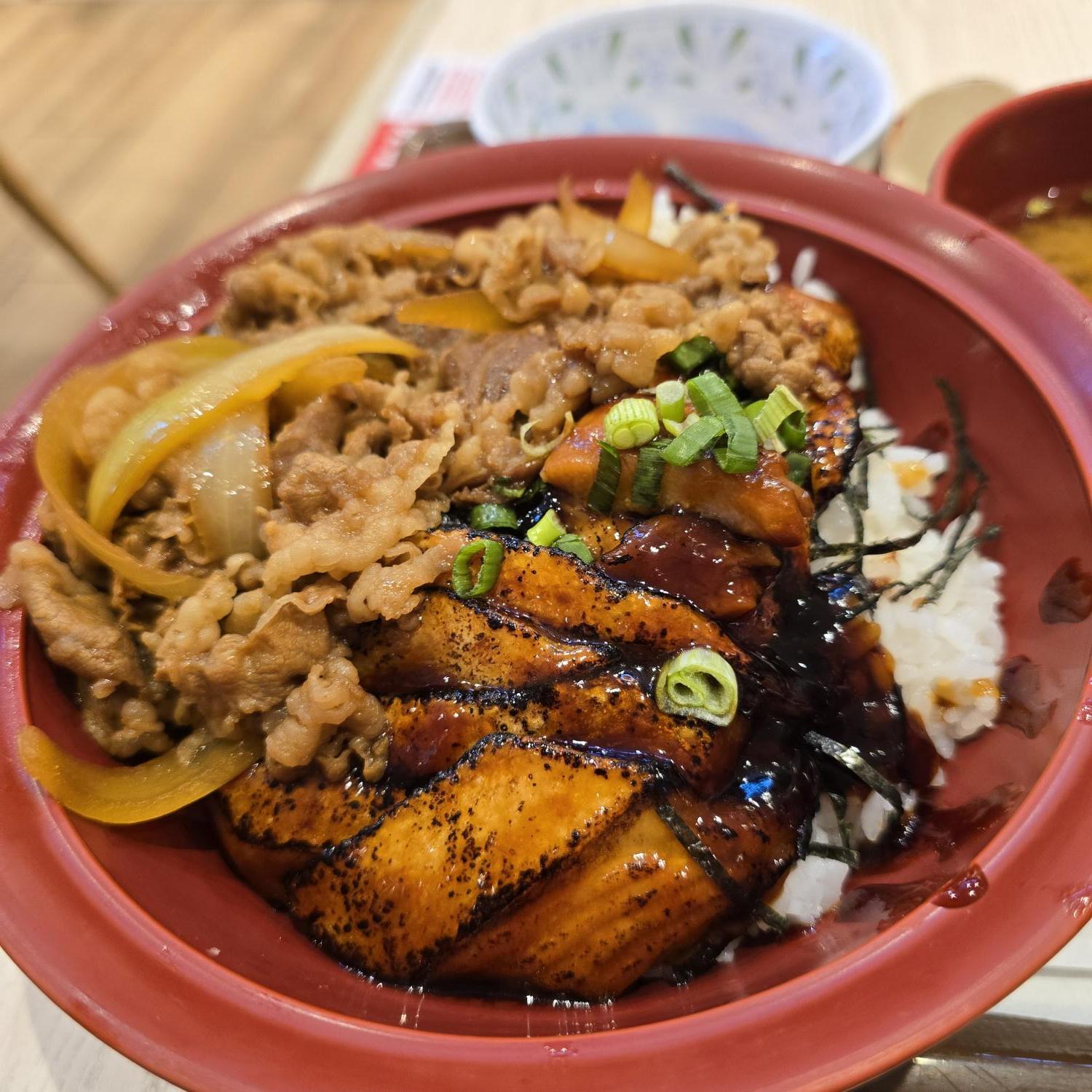 Teriyaki Salmon Bowl with Beef