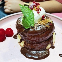 Salted Caramel and Hazelnut Souffle Pancake