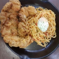Salted Egg Spaghetti and Chicken