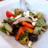 Greek Salad with Avocado and Feta Cheese