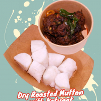 Dry Roasted Mutton with Ketupat