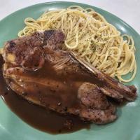 Grilled Pepper Lamb with Aglio Olio Spaghetti 