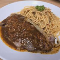 Grilled Beef Steak with Aglio Olio