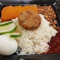 Nasi Lemak with Fish Fillet