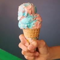 Cotton Candy Gelato on cone