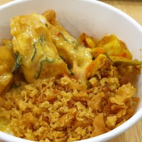 Rice bowl with chicken in salted egg
